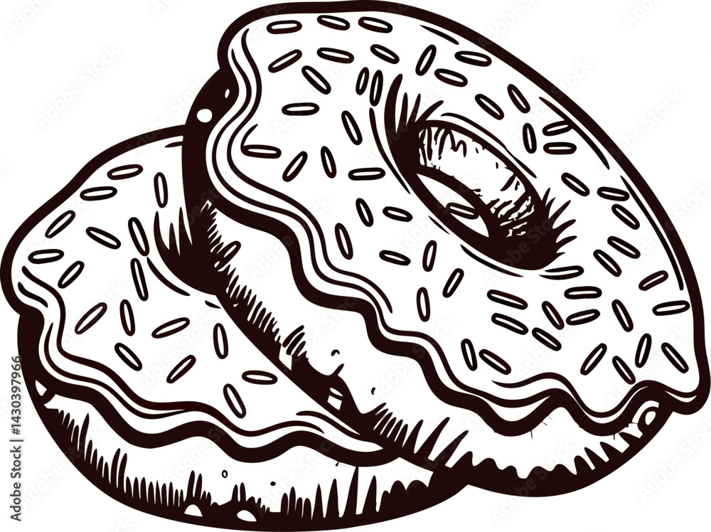 Obraz premium of two donuts with sprinkles in monochrome