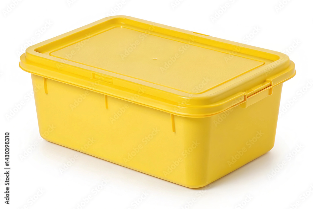yellow plastic box isolated on white background