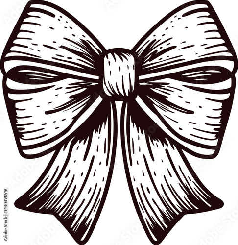 Intricate black and white bow with detailed textures and elegant design.