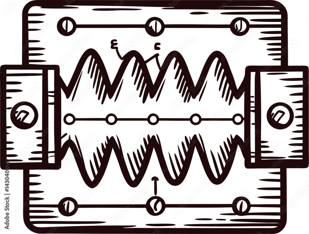 Obraz premium Intricate hand drawn of a mechanical spring with zigzag pattern