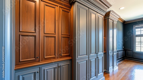 Elegant built-in cabinetry with a combination of wood tones.