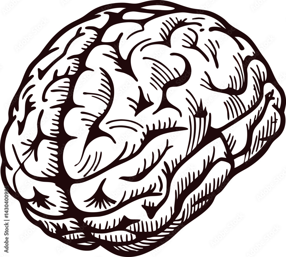 Obraz premium Detailed line art of a human brain.