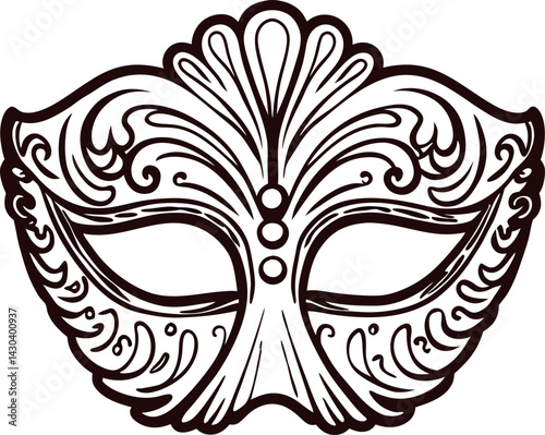 Elegant abstract ornate mask with intricate patterns and decorative details.