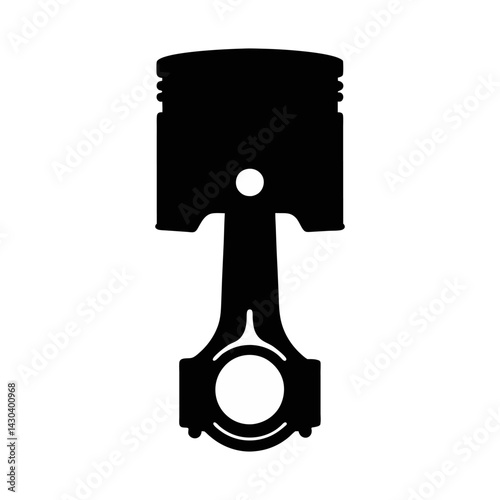 Minimal black and white silhouette illustration of a piston