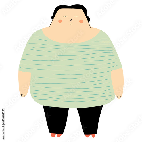 Chubby person standing cartoon simple illustration vector