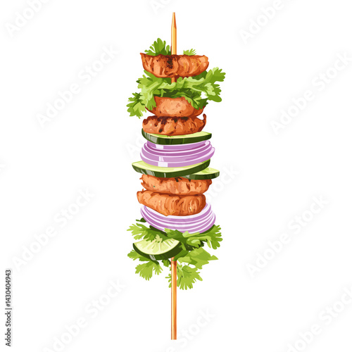 Shawarma kebab food illustration vegetables vector