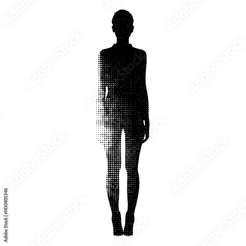 A simple full body female human silhouette dots art vector