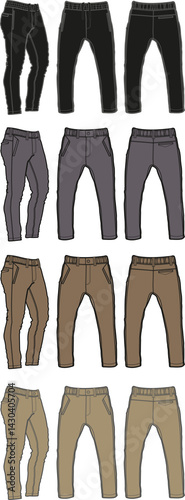 Jogger flat sketch template, Bermuda Shorts Template, Vector Illustration of pant, Men's fashion shorts front and back view