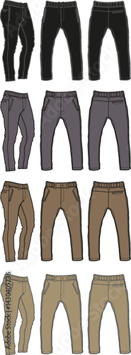 Jogger flat sketch template, Bermuda Shorts Template, Vector Illustration of pant, Men's fashion shorts front and back view