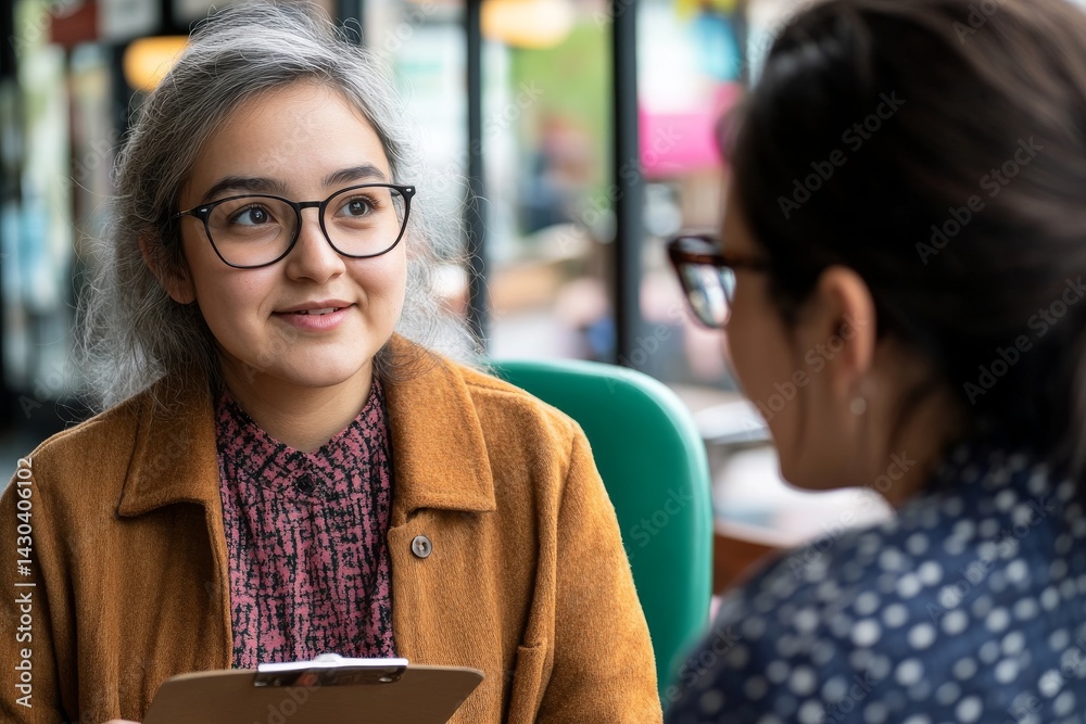 A modern female psychologist provides guidance and support to her clients, and in addition to her psychology work, she is also involved in HR, where her responsibilities include conducting interviews