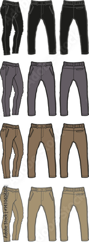 Jogger flat sketch template, Bermuda Shorts Template, Vector Illustration of pant, Men's fashion shorts front and back view