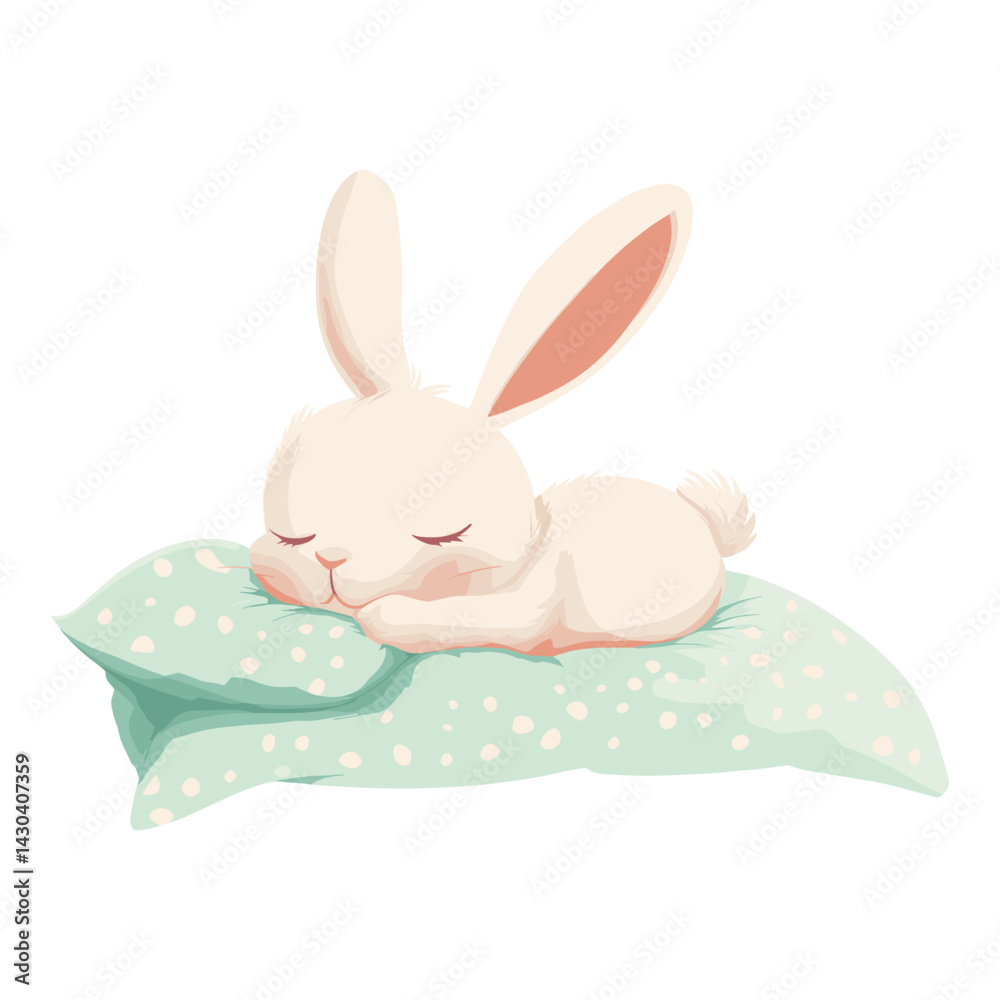Obraz premium Sleeping rabbit illustration background animal vector