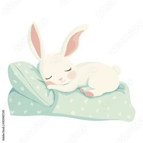 Sleeping rabbit illustration children animal vector