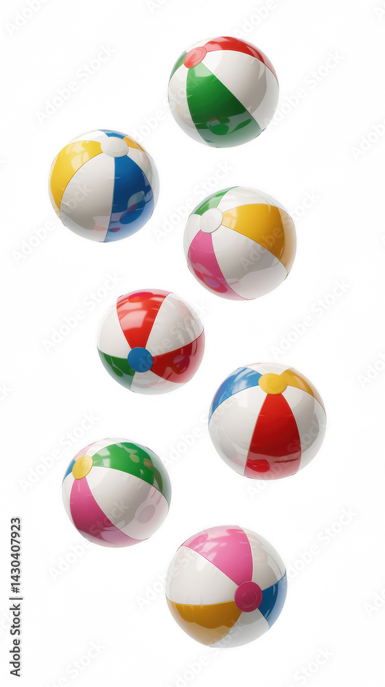 Colorful patterned beach balls on transparent background Colorful patterned beach balls on transparent background