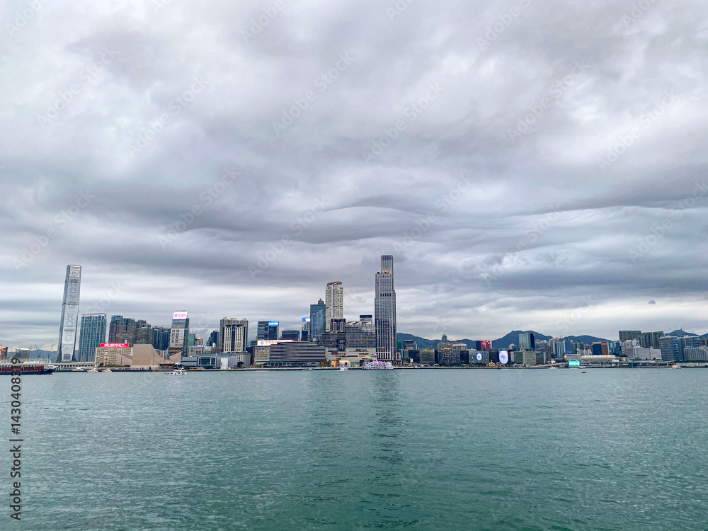 Hong Kong Cityscape Under Overcast Sky