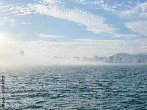 Obraz na płótnie Cityscape Emerging from Fog in Hong Kong w salonie