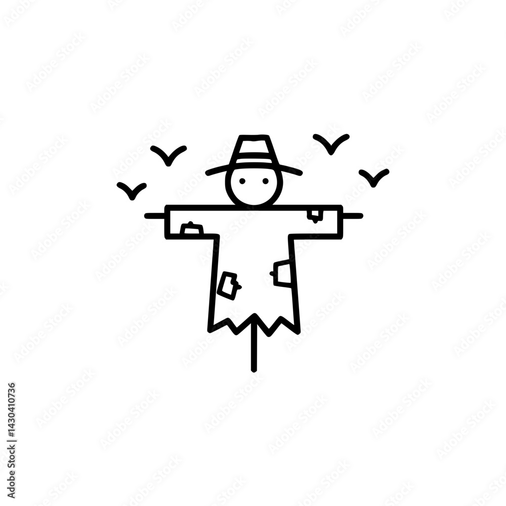 Scarecrow Line Drawing Illustration Scarecrow Line Drawing Illustration