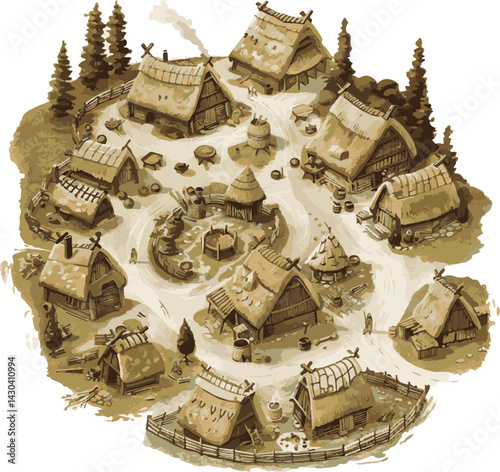 Medieval Village Illustration