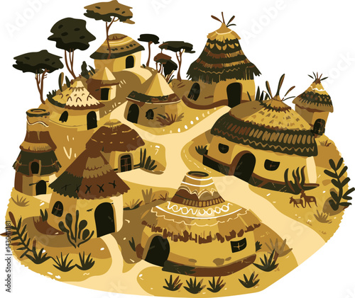 African Village Illustration