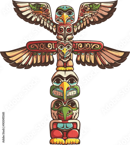 Native American Totem Pole Illustration