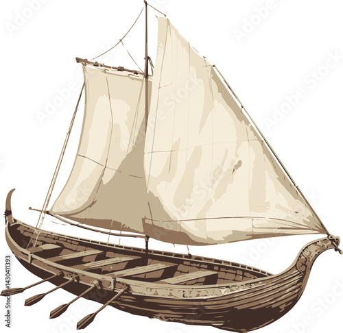 Viking Ship Vector Illustration