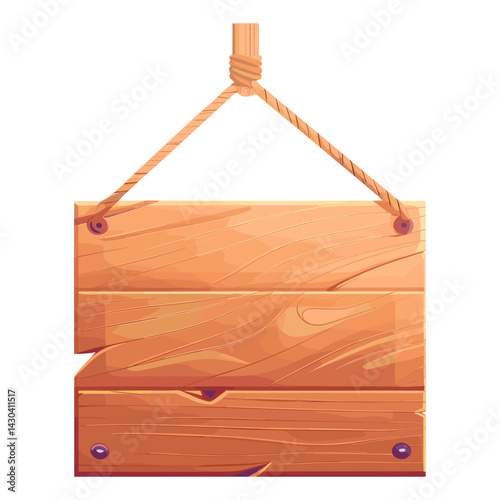 Hanging wooden sign in square shape illustration art accessories vector