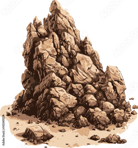 Vector Illustration of a Rocky Mountain or Cliff
