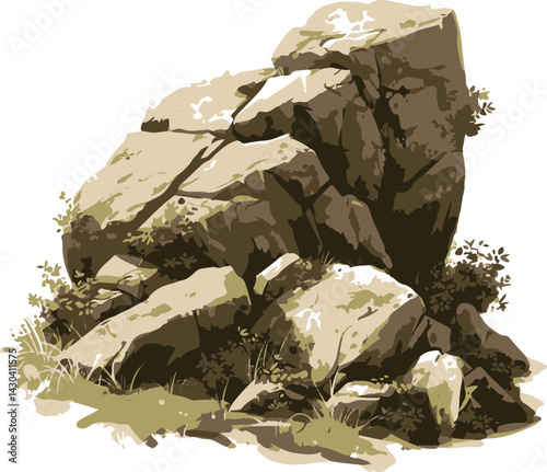 Vector Illustration of a Rocky Outcrop