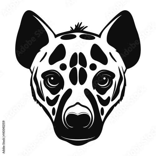 Hyena face linear art illustration animal vector