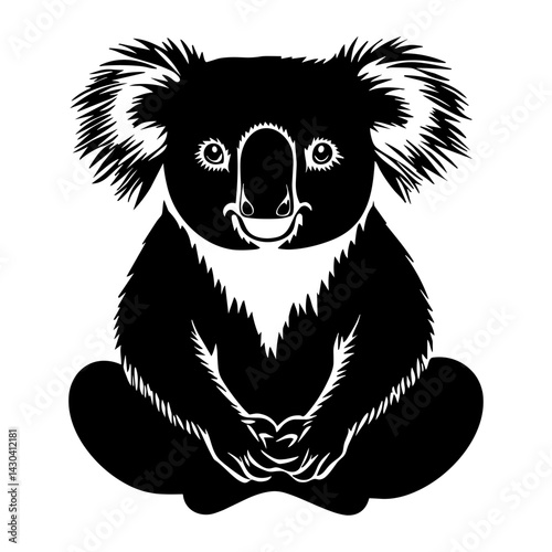 Koala face linear illustration wildlife animal vector