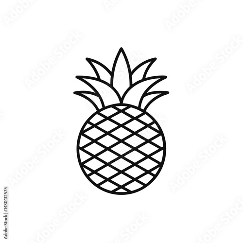 pineapple line art vector illustration on white