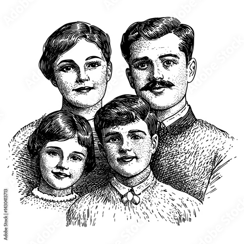 Family portraits art illustrated accessories vector