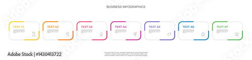 Modern vector infographics with 7 rectangles. Business template with graphic seven steps for diagram, web, banner, presentations, flowchart, content, levels, chart, graphic, timeline
