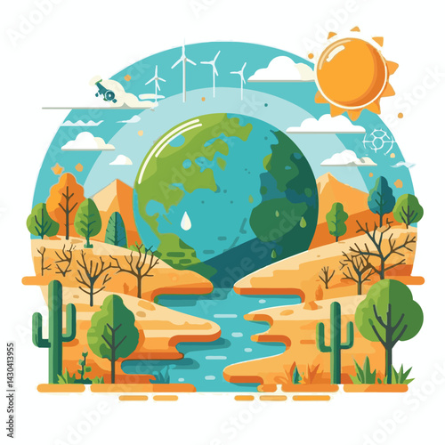 drought, nature, ecology, combat, desertification, save, environment, earth, protection, global, environmental, plant, world, planet, international, soil, illustration, water, climate, desert, day, ju