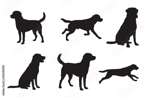 a set of dog silhouette vector  