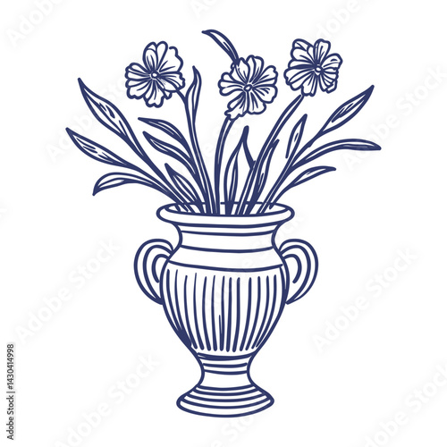 Antique vase flower flowers art illustration vector