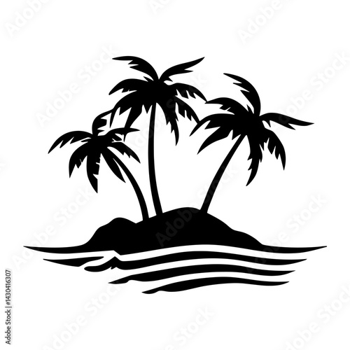 An island icon illustration silhouette trees vector