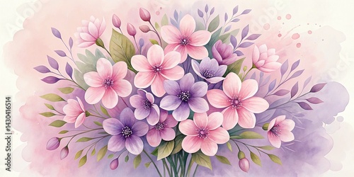 Luxurious Purple Rose Watercolor Floral Arrangement for Invitations | Premium AI-generated image

