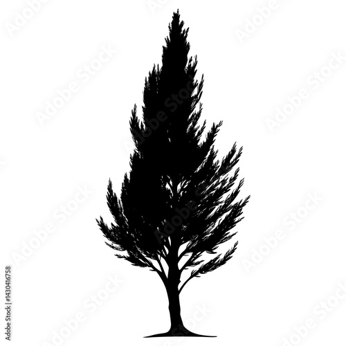 Cypress tree silhouette illustration black vector