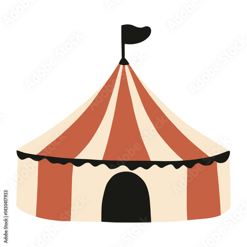 Red white circus tent illustration icon recreation vector
