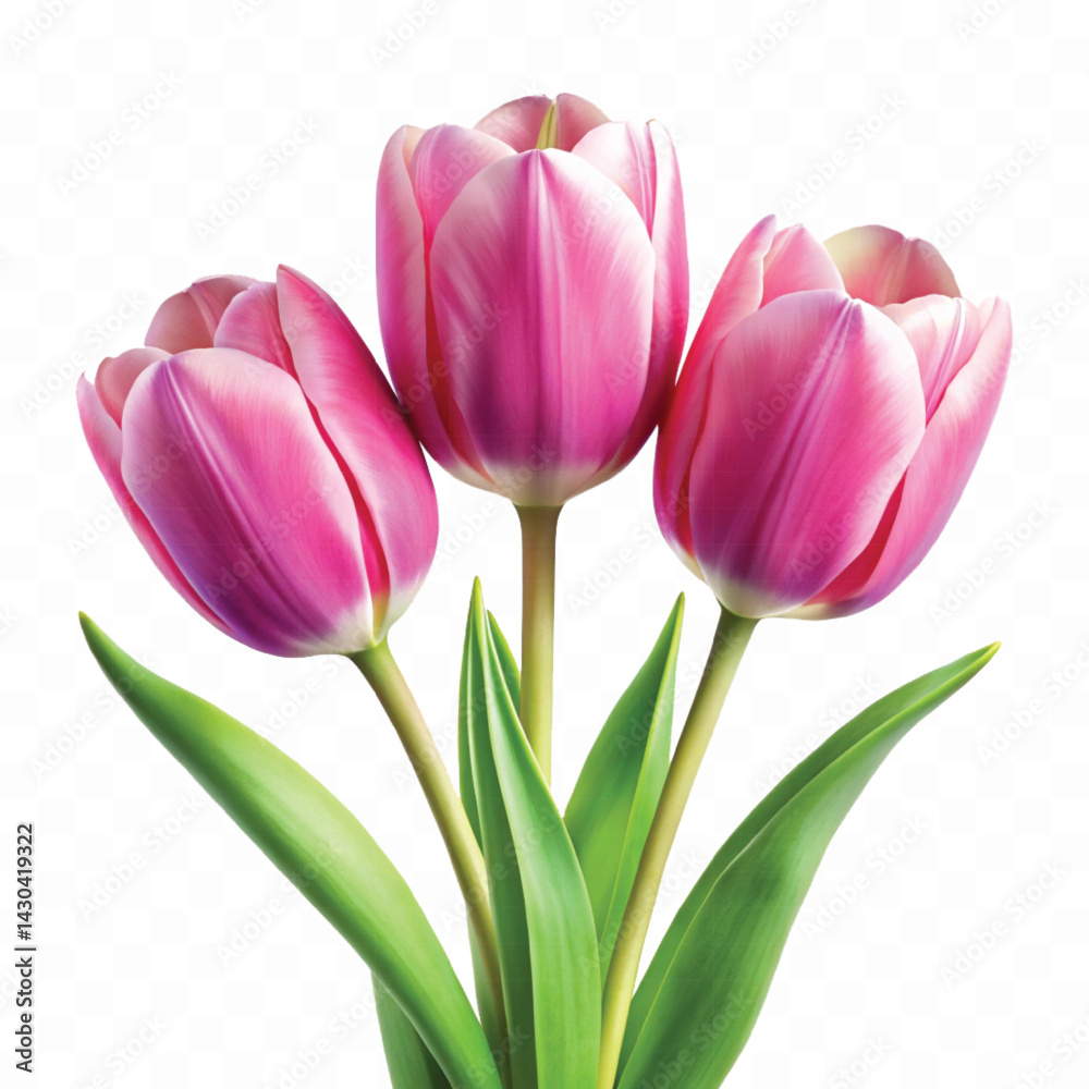 realistic 3d bouquet of three yellow tulips close up isolated on white background realistic 3d bouquet of three yellow tulips close up isolated on white background