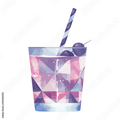 Flat illustration cocktail Brandy beverage purple drink vector