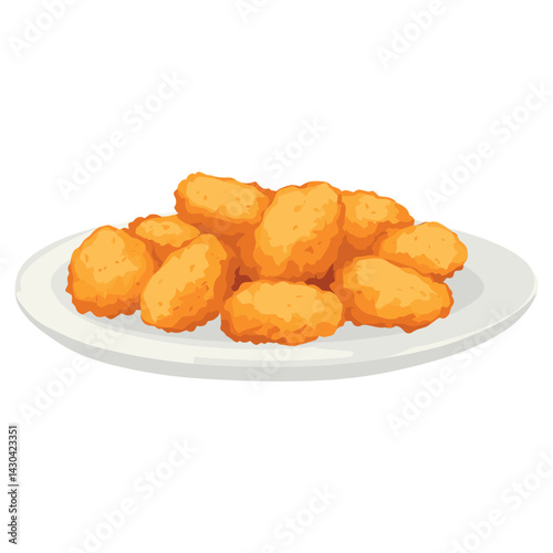 Chicken nuggets in a plate illustration chicken texture vector
