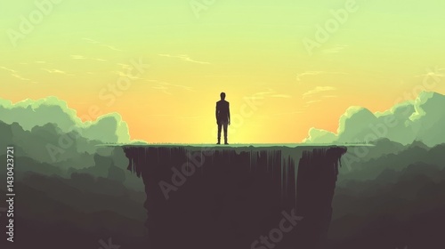 Wallpaper Mural Concept of balance and mental health illustrated by a person's silhouette bridging two cliffs at sunset for poster designs Torontodigital.ca