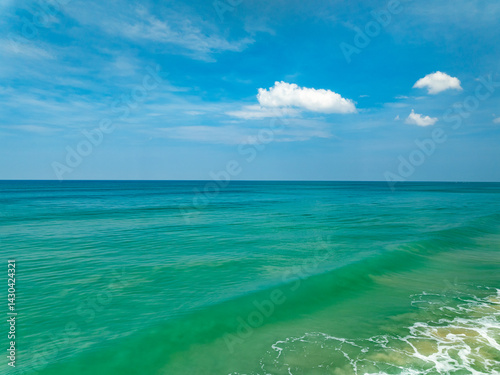 Aerial view beautiful sea surface nature background,Amazing waves texture ocean with clouds