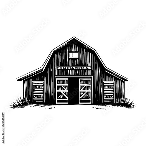 Barn linear barn illustration building vector