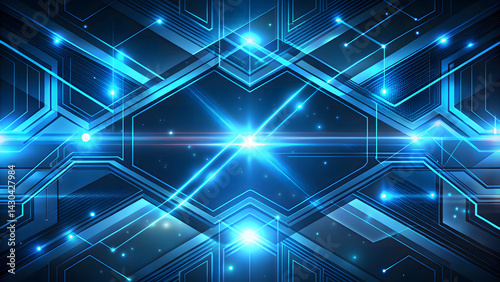  Futuristic abstract blue digital background with glowing geometric lines and tech elements