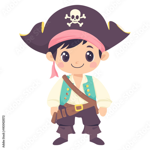 Boy dressed up as pirate illustration cartoon cute vector