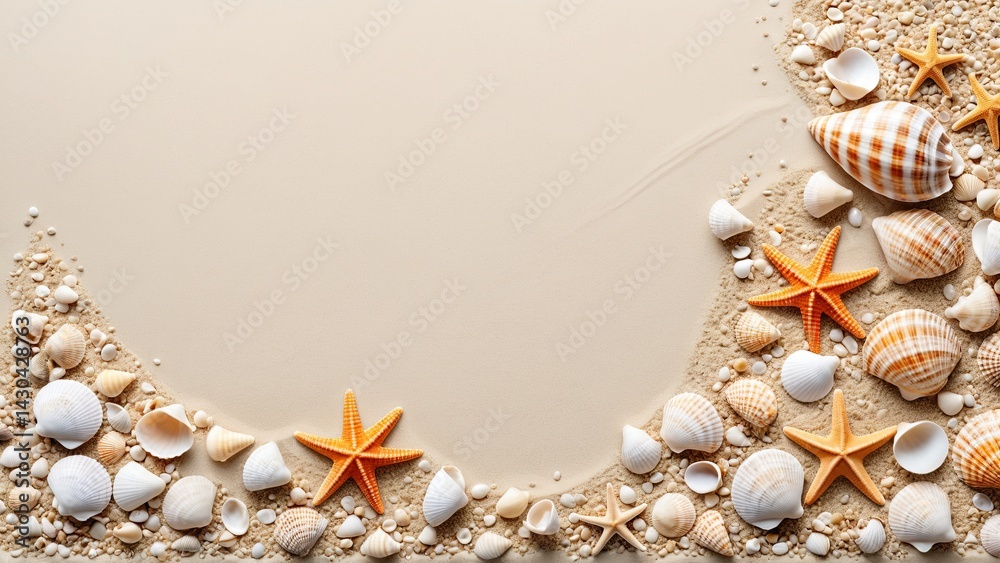 Obraz premium Spa and Wellness Still Life with Seashells and Starfish on White Background