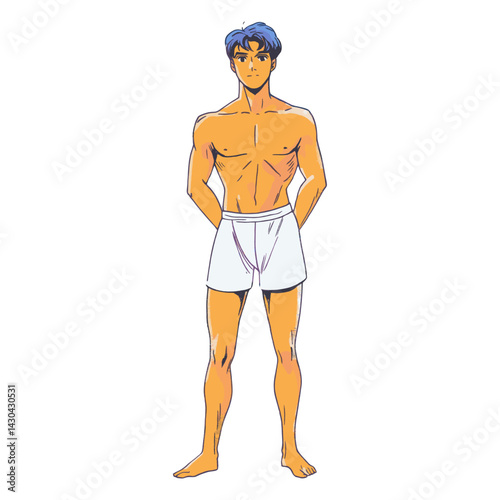 Man wearing white short pant shorts illustration standing vector